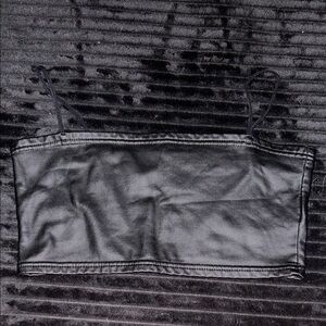 Black Faux Leather Crop Top